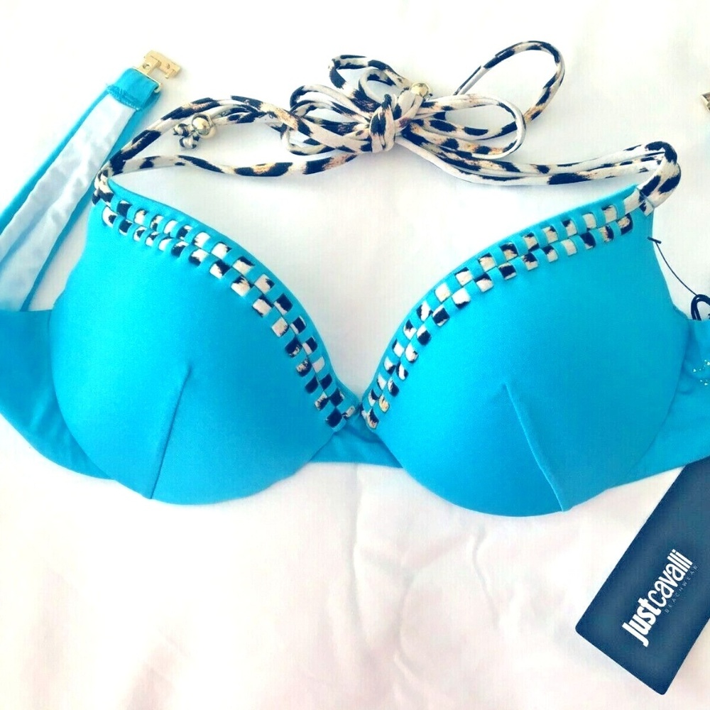 Just Cavalli Blue Push-up Swim Top 34B